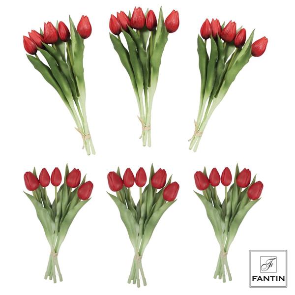 COMPOSIZIONE TULIPANI TONALITA' ROSSO 6 BOUQUET 3XCOL.30 STELI CM.31