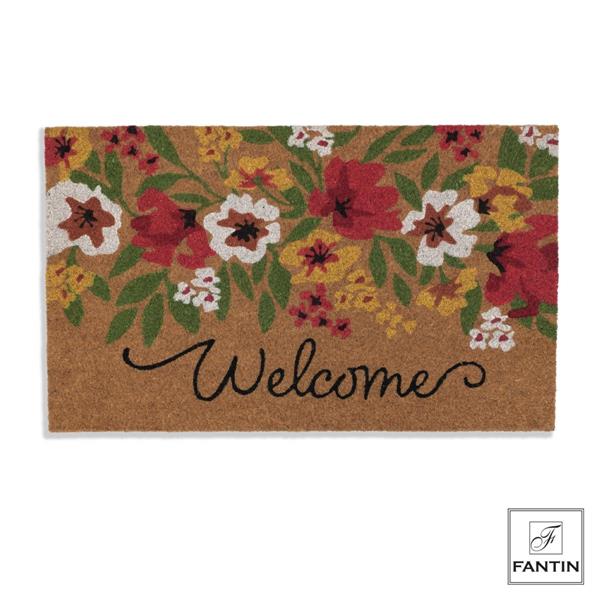 ZERBINO WELCOME FIORI ROSSI CM. 45X75