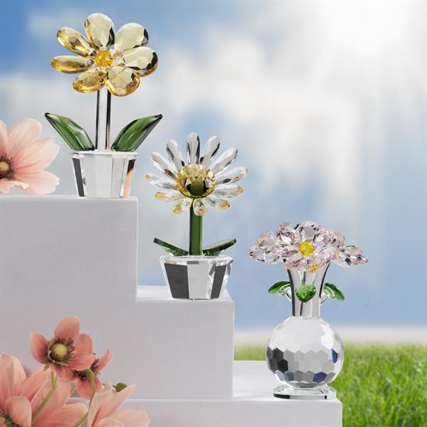 FIORE CRISTALLO ROSA CM. Ø7,5XH11,5