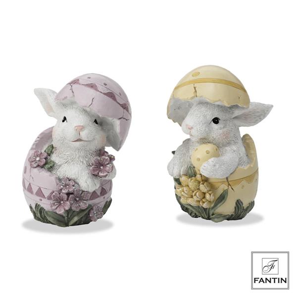 SET 2 CONIGLI DENTRO L'UOVO CM. Ø8,5XH11,5