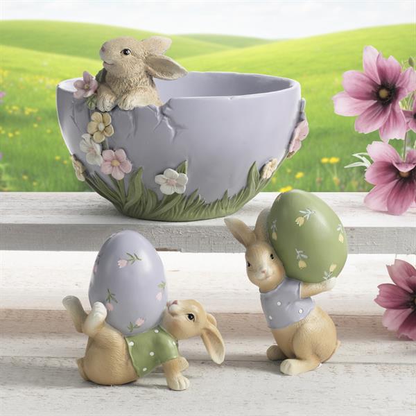 - CIOTOLA FIORI CON CONIGLIO CM. Ø21XH16