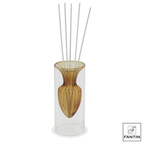 VASO E PROFUMATORE VETRO ANFORA AMBRA CM. Ø8 X H18