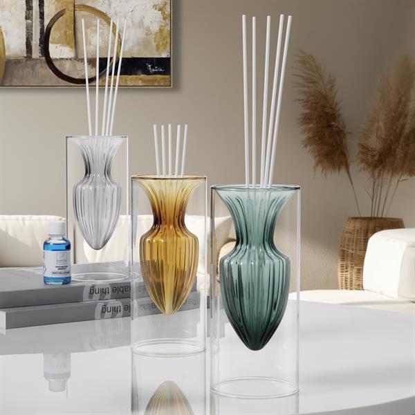 VASO E PROFUMATORE VETRO ANFORA GRIGIO CM. Ø8 X H18