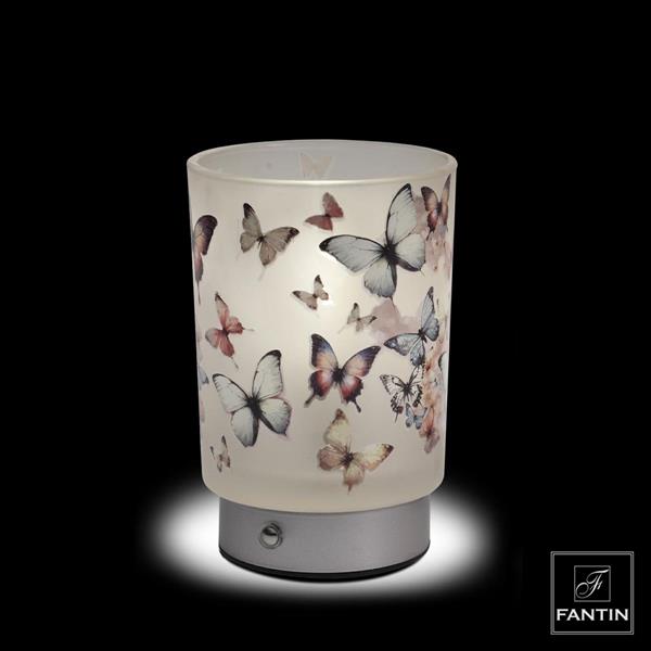 LAMPADA VETRO FARFALLE IN VOLO RICARICA USB CM. Ø10XH15,5