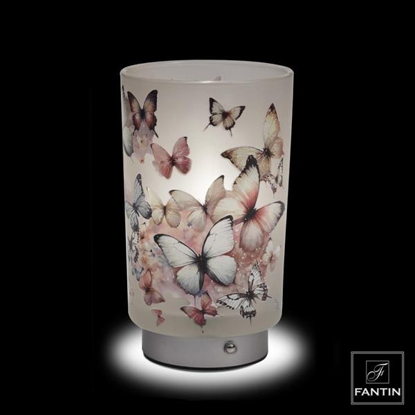 LAMPADA VETRO FARFALLE IN VOLO RICARICA USB CM. Ø12XH20,5