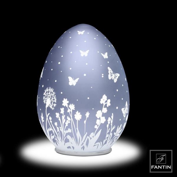 LAMPADA VETRO UOVO LED BLU CARTA DA ZUCCHERO CM. Ø12XH15