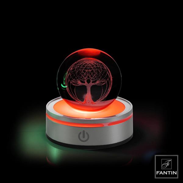 SFERA CRISTALLO ALBERO VITA BASE ARGENTO LED RGB C/CAVO USB Ø6XH8,5