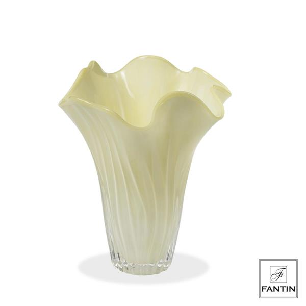 VASO VETRO FAZZOLETTO GIALLO CM. Ø24XH26