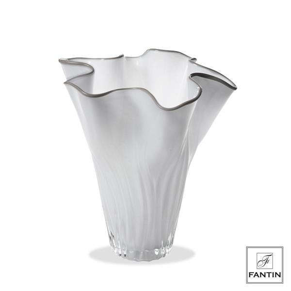 VASO VETRO FAZZOLETTO BIANCO CM. Ø27XH30