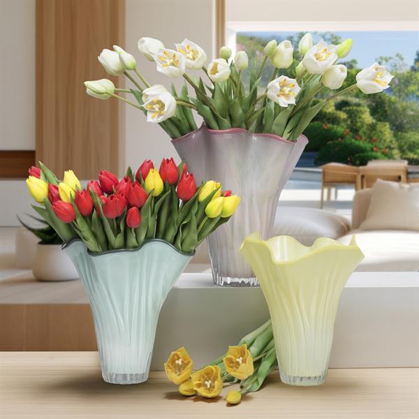 VASO VETRO FAZZOLETTO BIANCO CM. Ø27XH30