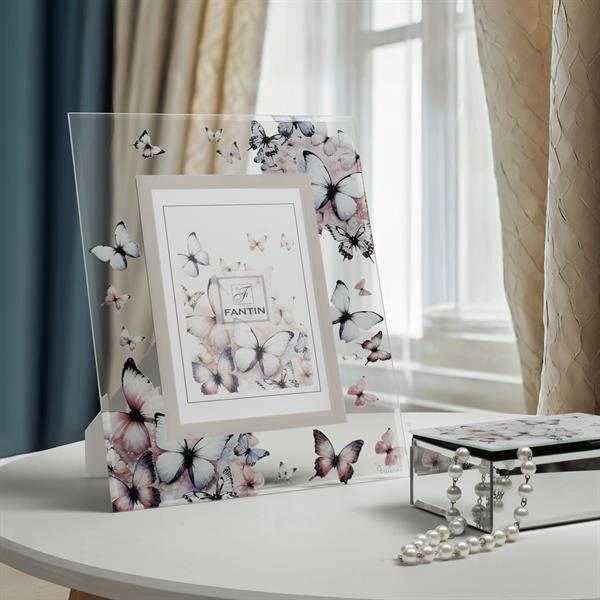 P.FOTO VETRO R.BIANCO 13X18 FARFALLE IN VOLO