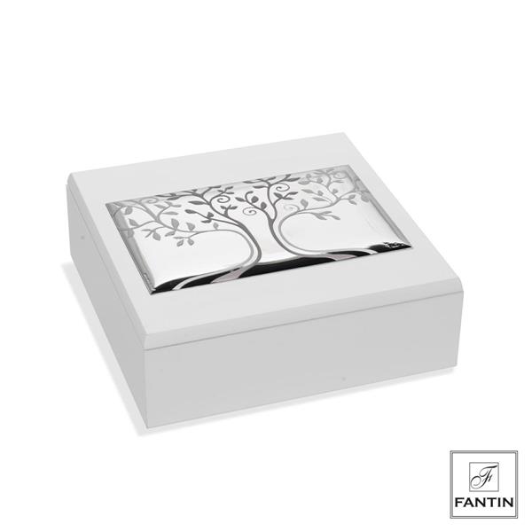 COFANETTO BIANCO QUADR.17X17XH6 ALBERO DELLA VITA