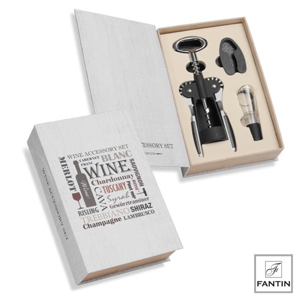 SET LIBRO 3 ACC.VINO CAVATAPPI-TAGLIA CAPS.-TAPPO VERS.CM24,5X16X5,7