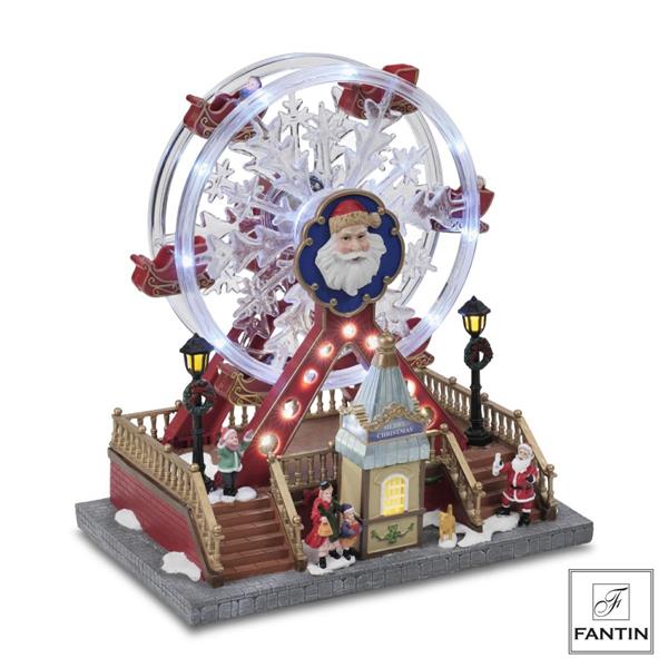 RUOTA PANORAMICA FIOCCO DI NEVE LUCI LED MUSICA E MOV.CM25,8X17,2H28