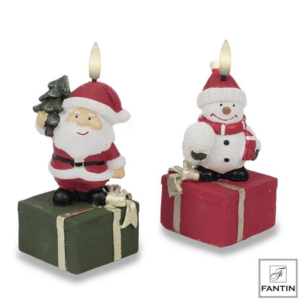 SET 4 CANDELE 2 BABBI NATALE E 2 PUPAZZI DI NEVE CM.6X6XH19