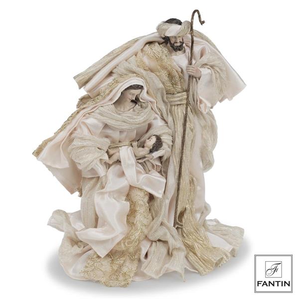 SACRA FAMIGLIA RESINA E TESSUTO GOLD CREAM CM.28X22XH31,5