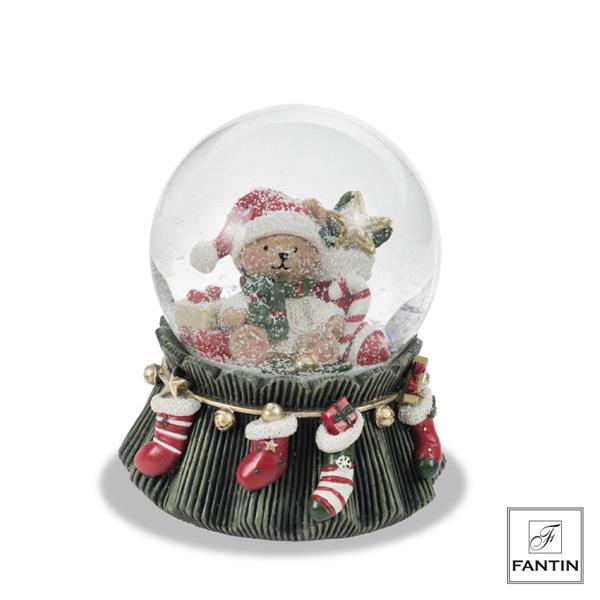 BOULE DE NEIGE CARILLON ORSETTO C/CALZE CM.Ø11,5XH15
