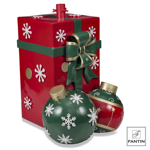 BASE ALBERO NATALE PACCO E PALLINE IN POLIRESINA CM. 46,5X46,5XH48,2