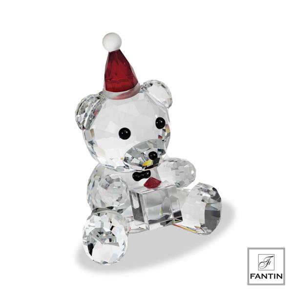 ORSETTO CON PACCO REGALO CRISTALLO CM. 9,5X9,5XH13,5