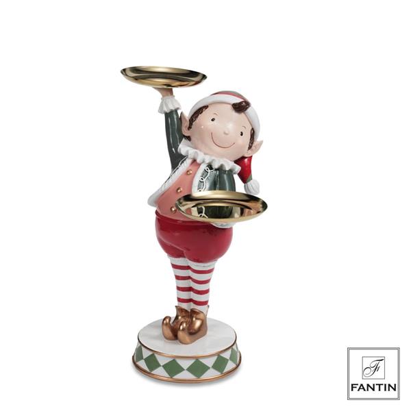 ELFO RESINA CON 2 VASSOI METALLO CM.22,5X20,5XH33