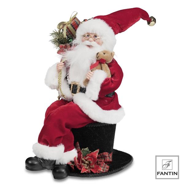 BABBO NATALE SEDUTO SUL CAPPELLO CM. 37X25XH48,5
