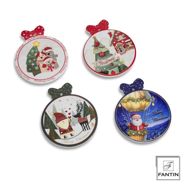 SET 12 SOTTOMOKA NATALIZI CERAMICA ASS. (4 DECORI-3X) CM. 10X12
