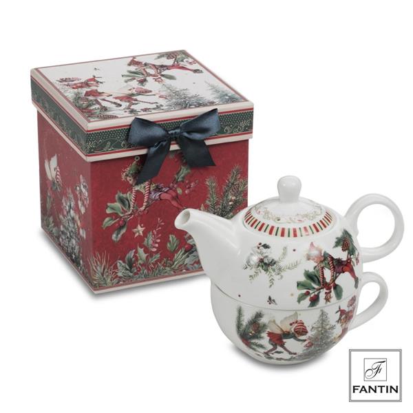 TEA FOR ONE ALBERO E FOLLETTI IN PORCELLANA CM. Ø12XH13