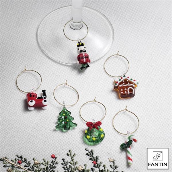 SET 6 ANELLI DECORO NATALE VETRO COLORATO ASSORTITI