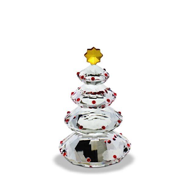 ALBERO DI NATALE CRISTALLO STRASS ROSSI CM.10X10XH16