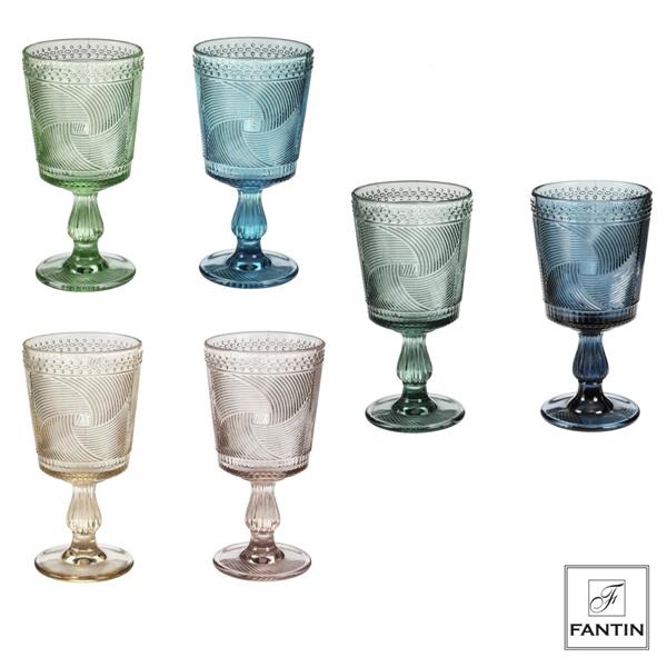 SET 6 CALICI VINO VETRO COLORATI 320 ml