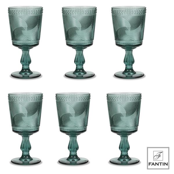 SET 6 CALICI VINO VETRO VERDI 320 ml