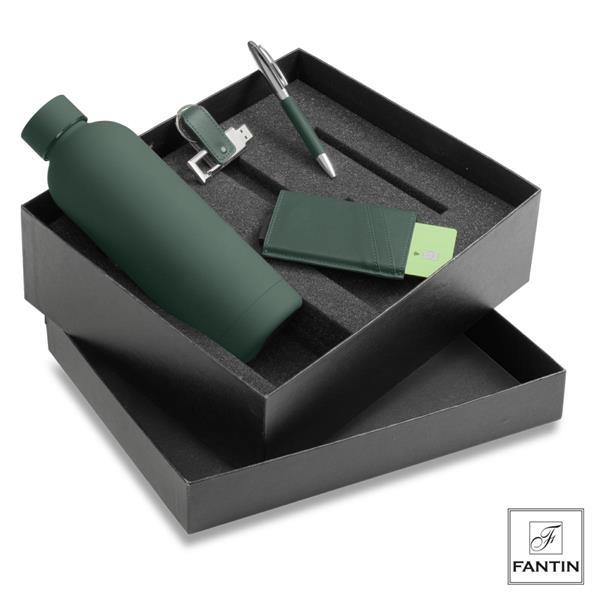 SET VERDE BORRACCIA PORTACHIAVI USB 16GB PORTACARTE E PENNA