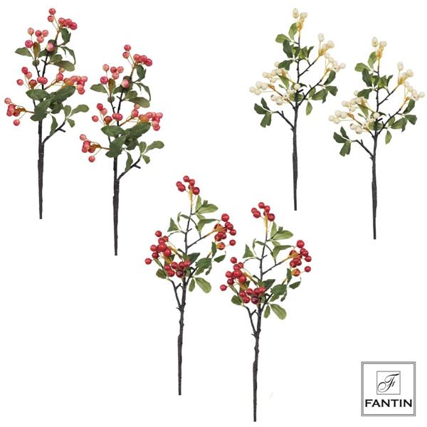 COMPOSIZIONE 6 RAMI BACCHE ROSSE ROSA BIANCHE CM. 60