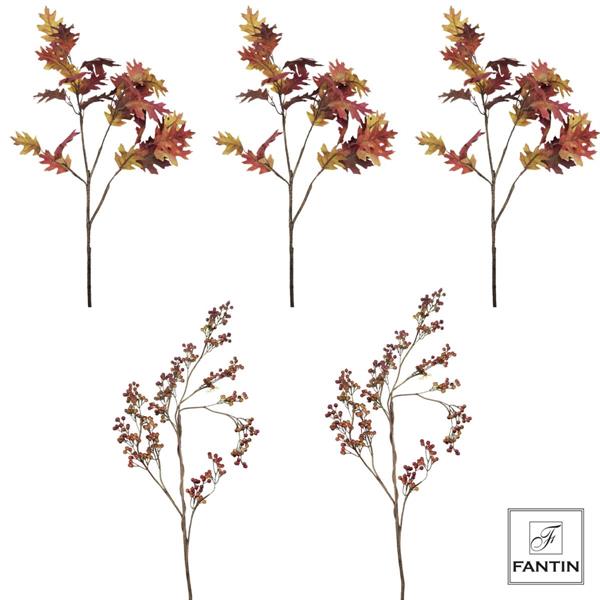 COMPOSIZIONE 5 RAMI - 3 RAMI DI QUERCIA E 2 RAMI DI BACCHE CM109-120