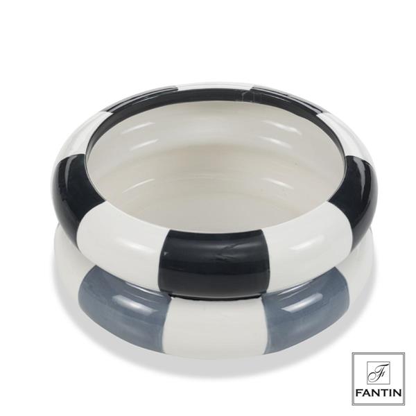 SVUOTATASCHE CERAMICA STRIPE BLU CM.Ø20,8XH9
