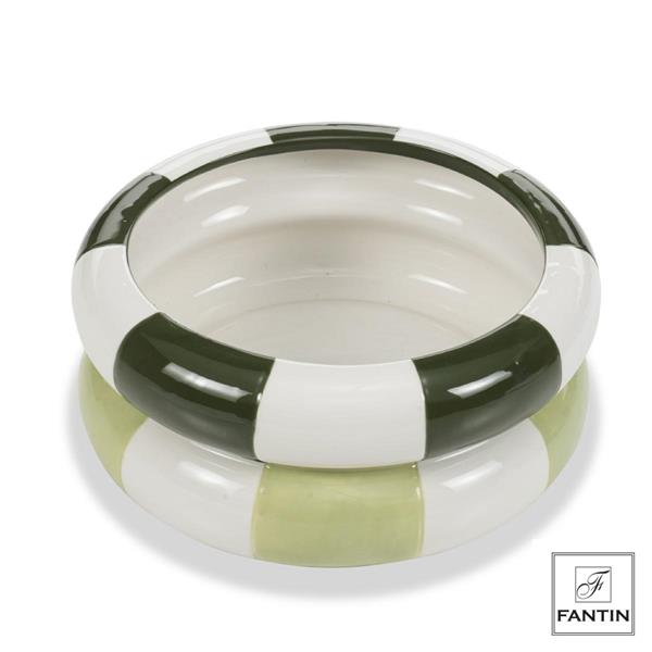 SVUOTATASCHE CERAMICA STRIPE VERDE CM.Ø20,8XH9