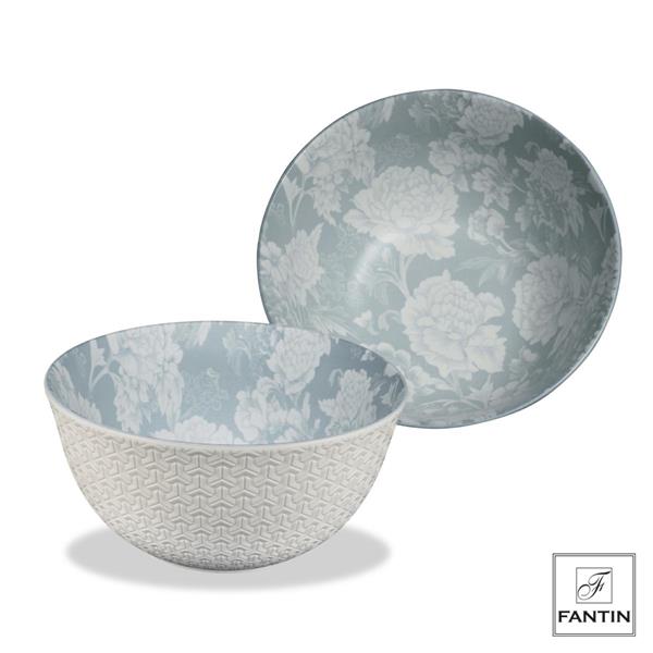 CIOTOLA FLORA AZZURRA RETRO BIANCO CM.Ø22XH11