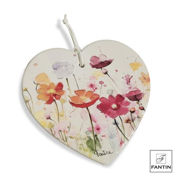 SOTTOPENTOLA CERAMICA CUORE GIOIA FLOREALE CM.20X20