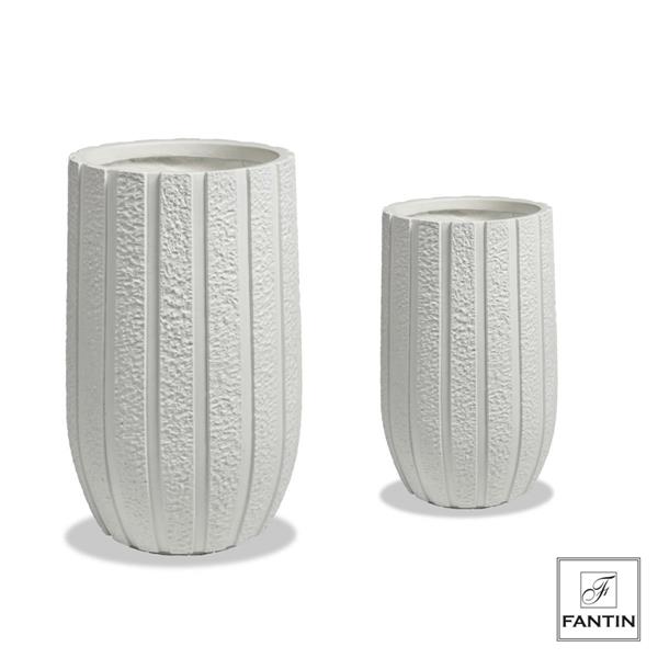 SET 2 VASI FIBRA E ARGILLA AURA BIANCO CM. Ø26H42+Ø35,6H55,5mis.est