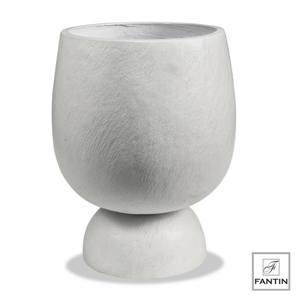 VASO C/BASE FIBRA E ARGILLA SETA BIANCO CM. Ø35 H45 (mis. esterna)