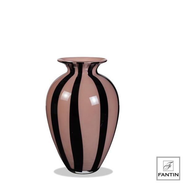 VASO VETRO MAGMA ROSA E NERO CM.Ø19,5XH30
