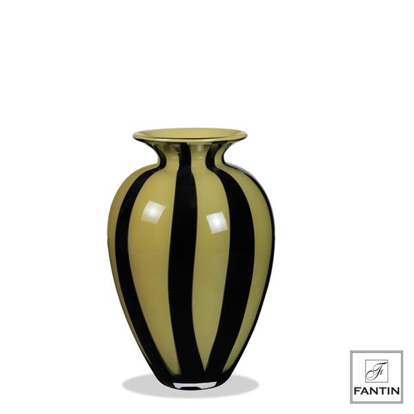 VASO VETRO MAGMA VERDE E NERO CM.Ø19,5XH30