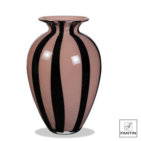 VASO VETRO MAGMA ROSA E NERO CM.Ø26XH39