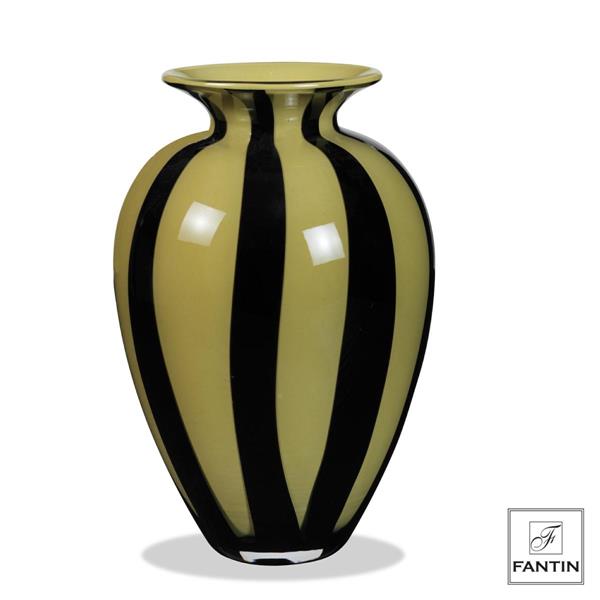 VASO VETRO MAGMA VERDE E NERO CM.Ø26XH39
