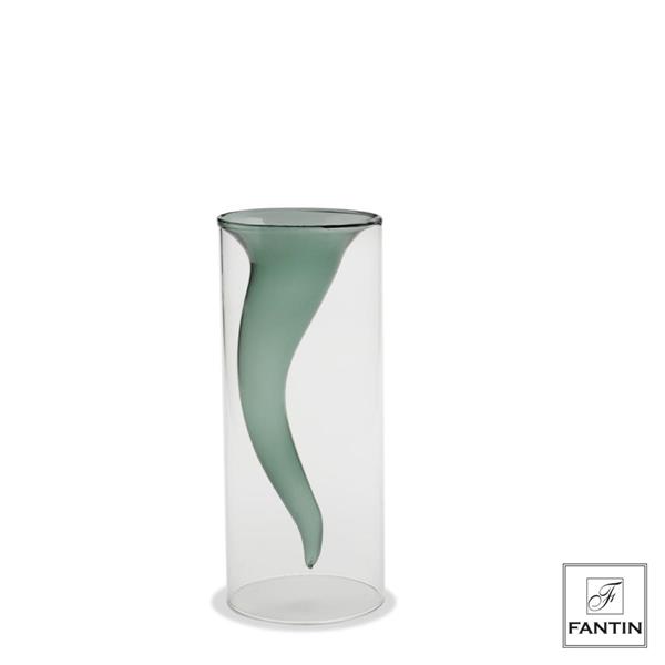 VASO VETRO CORNO PETROLIO CM. Ø12,5XH30