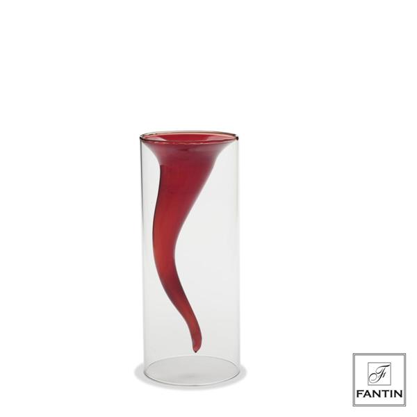 VASO VETRO CORNO ROSSO CM. Ø12,5XH30