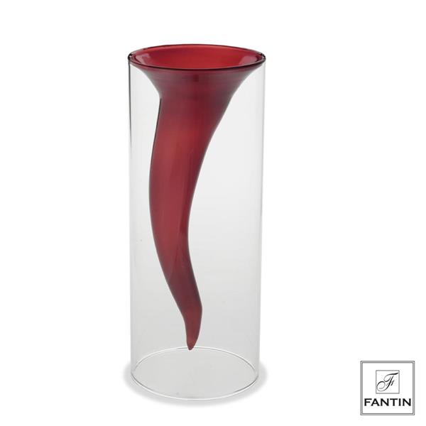 VASO VETRO CORNO ROSSO CM. Ø14XH35