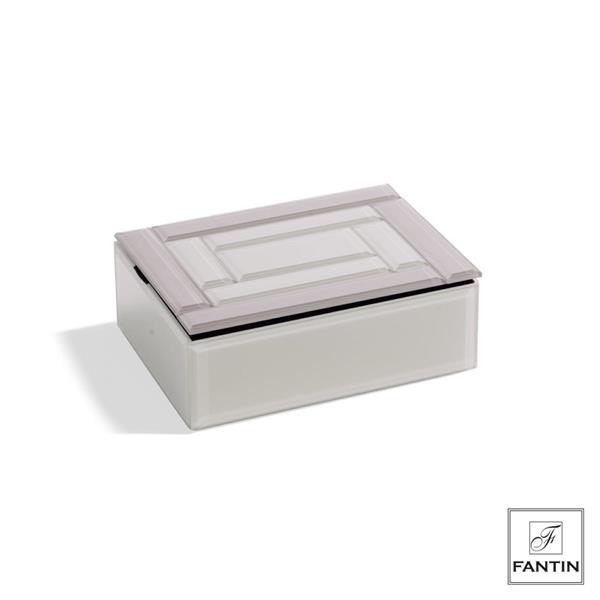 COFANETTO VETRO ELEGANCE AVORIO TORTORA CM. 16X12XH6