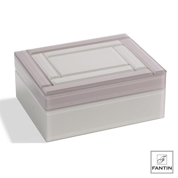 COFANETTO VETRO ELEGANCE AVORIO TORTORA CM. 19X15XH8