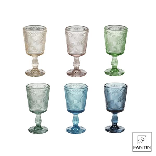 SET 6 BICCHIERI LIQUORE CALICE VETRO COLORATI 60 ml